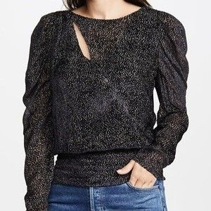 Ramy Brook Women Size XXS Marian Blouse Silk Blend Polka Dot